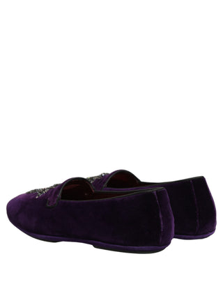 Violet Suede Embellished Dress Loafers Shoes