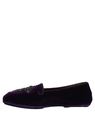 Violet Suede Embellished Dress Loafers Shoes
