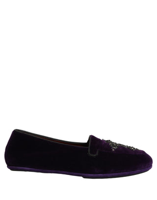 Zapatos mocasines de vestir de gamuza violeta con adornos