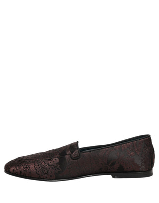 Zapatos mocasines sin cordones de cuero jacquard color granate