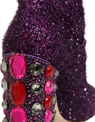 Purple Crystal Lurex Fantasy High Boots Shoes