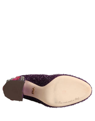Purple Crystal Lurex Fantasy High Boots Shoes