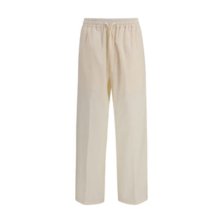 Beige Cotton Casual Pants