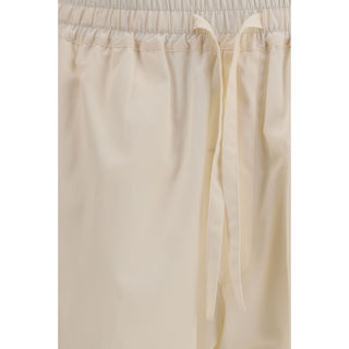 Beige Cotton Casual Pants