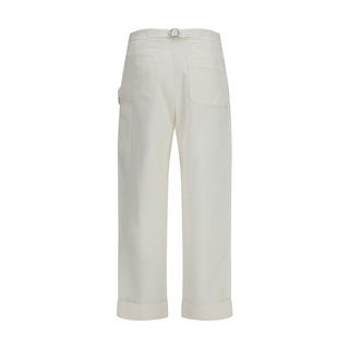 White Cotton Casual Pants