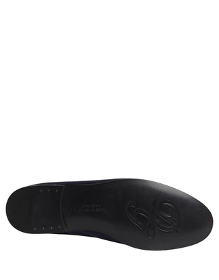 Navy Blue Satin DG Logo Dress Loafers Shoes