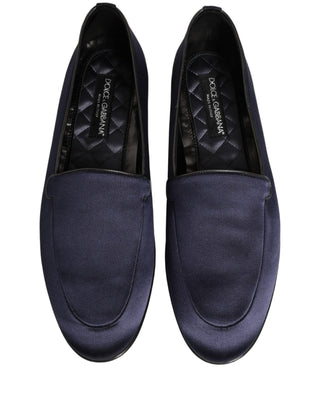 Navy Blue Satin DG Logo Dress Loafers Shoes