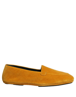 Zapatos mocasines de vestir para hombre de terciopelo amarillo sin cordones  