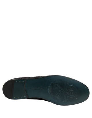 Black Glitter Brocade Men Dress Loafers Shoes