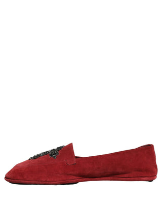 Red Suede Cross Slip On Dress Loafers Shoes