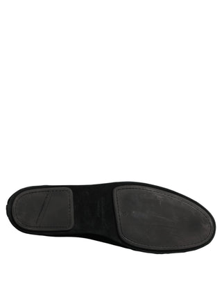 Black Crown Embellished Dress Loafers Shoes