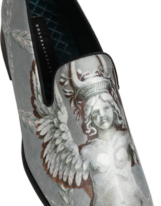 Gray Baroque Angel Velvet Men Loafers Shoes