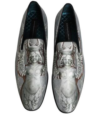 Gray Baroque Angel Velvet Men Loafers Shoes