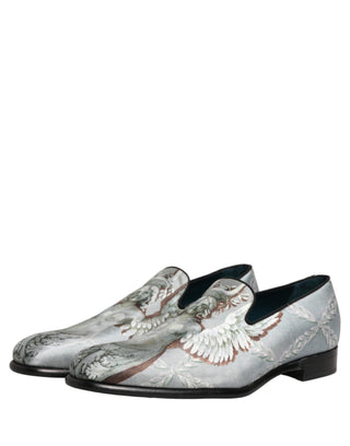 Gray Baroque Angel Velvet Men Loafers Shoes
