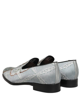 Gray Baroque Angel Velvet Men Loafers Shoes