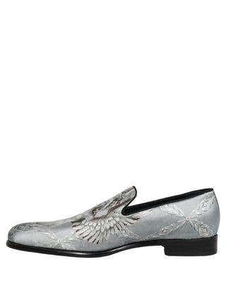 Gray Baroque Angel Velvet Men Loafers Shoes