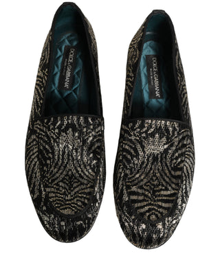 Black Silver Embellished Dress Loafers Shoes