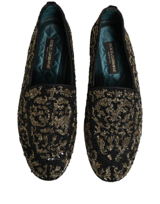 Black Gold Embellished Dress Loafers Shoes