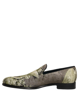 Brown Baroque Print Slip On Men Loafers Shoes