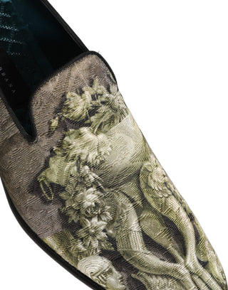 Brown Baroque Print Slip On Men Loafers Shoes