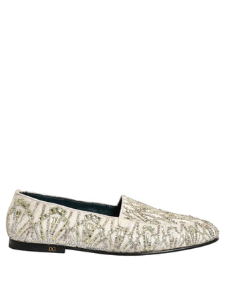 Zapatos mocasines de vestir bordados de terciopelo blanco  