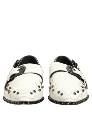 Zapatos formales de vestir con correa tipo monje y tachuelas blancas  