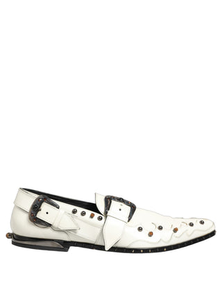 Zapatos formales de vestir con correa tipo monje y tachuelas blancas  
