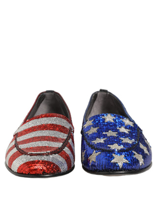 Zapatos mocasines de vestir con lentejuelas multicolor con bandera  