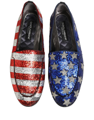 Zapatos mocasines de vestir con lentejuelas multicolor con bandera  