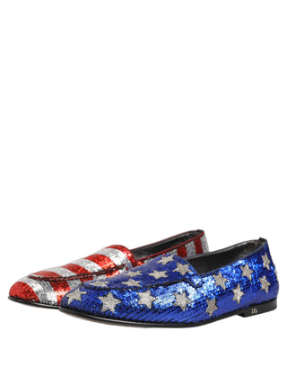 Zapatos mocasines de vestir con lentejuelas multicolor con bandera  