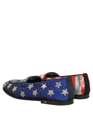 Zapatos mocasines de vestir con lentejuelas multicolor con bandera  