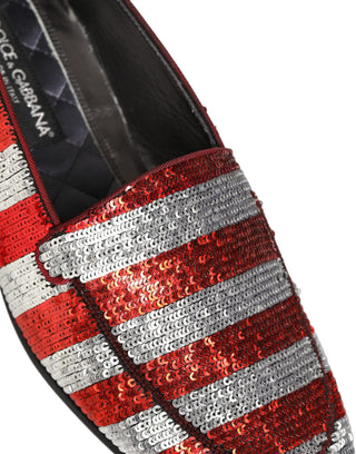Zapatos mocasines de vestir con lentejuelas multicolor con bandera  