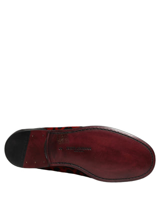 Red Leopard Print Pony Hair Dress Loafers Shoes