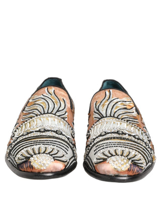Zapatos mocasines de vestir de brocado con lentejuelas multicolor  