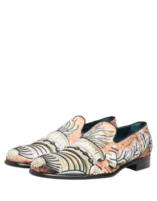 Zapatos mocasines de vestir de brocado con lentejuelas multicolor  
