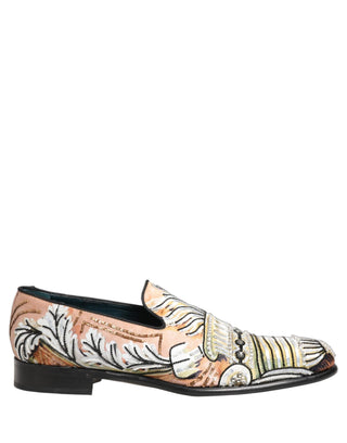 Zapatos mocasines de vestir de brocado con lentejuelas multicolor  