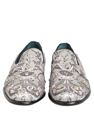 Zapatos mocasines formales sin cordones con lentejuelas blancas  