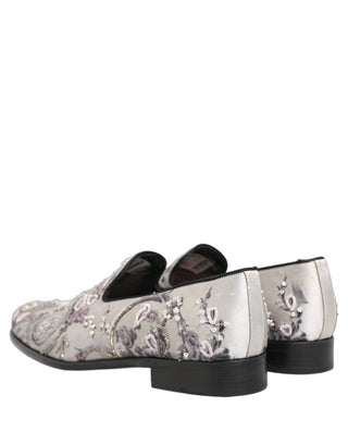 Zapatos mocasines formales sin cordones con lentejuelas blancas  