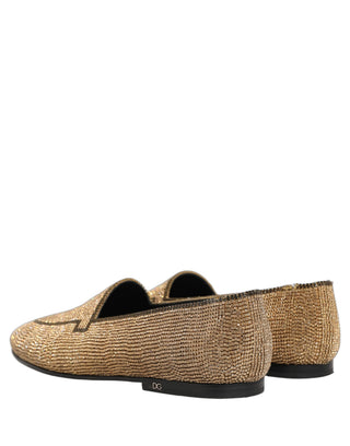 Gold Crystal Embellished Men Loafers Shoes