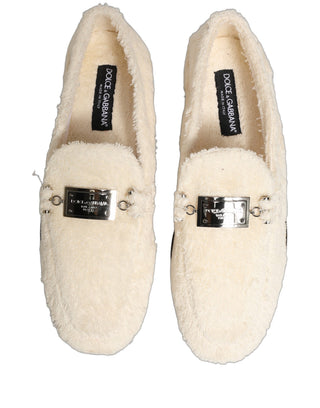 White Fur Shearling Men Dress Loafers Shoes