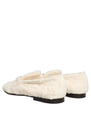 White Fur Shearling Men Dress Loafers Shoes