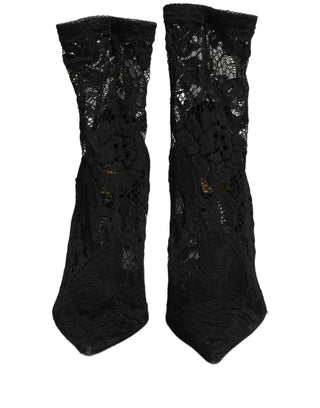 Black Socks Taormina Lace Pumps Boots Shoes