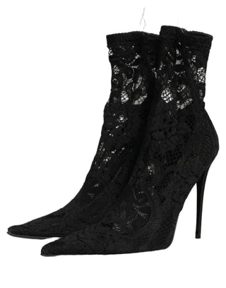 Black Socks Taormina Lace Pumps Boots Shoes