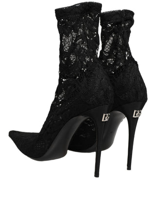 Black Socks Taormina Lace Pumps Boots Shoes