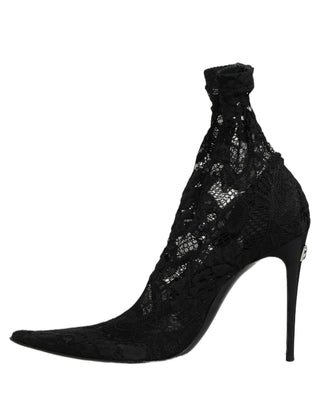 Black Socks Taormina Lace Pumps Boots Shoes