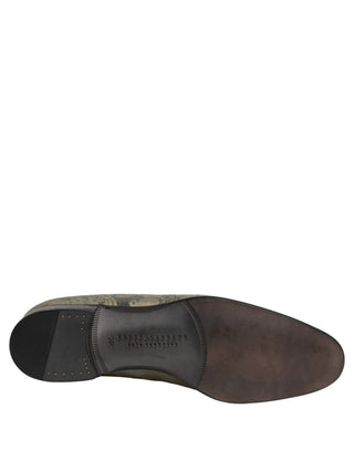 Gold Floral Jacquard Slip On Loafers Shoes