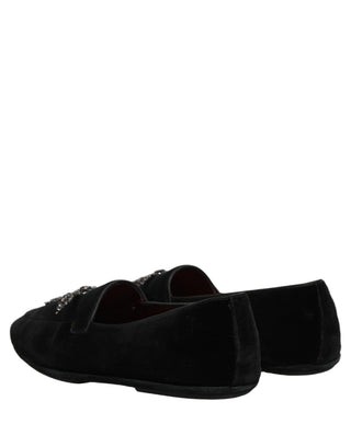 Black Suede Embellished Dress Loafers Shoes