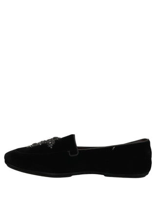 Black Suede Embellished Dress Loafers Shoes