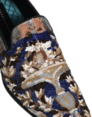 Multicolor Embroidered Sequin Loafers Shoes