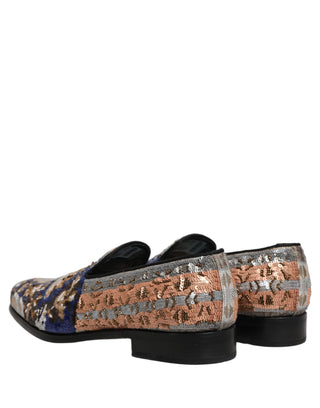 Multicolor Embroidered Sequin Loafers Shoes